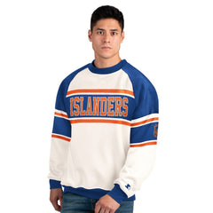 New York Islanders Starter Male Adult Defense Fleece Crewneck Sweatshirt - White - NHL