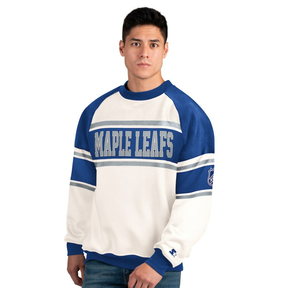 Toronto Maple Leafs Starter Male Adult Defense Fleece Crewneck Sweatshirt - White - NHL