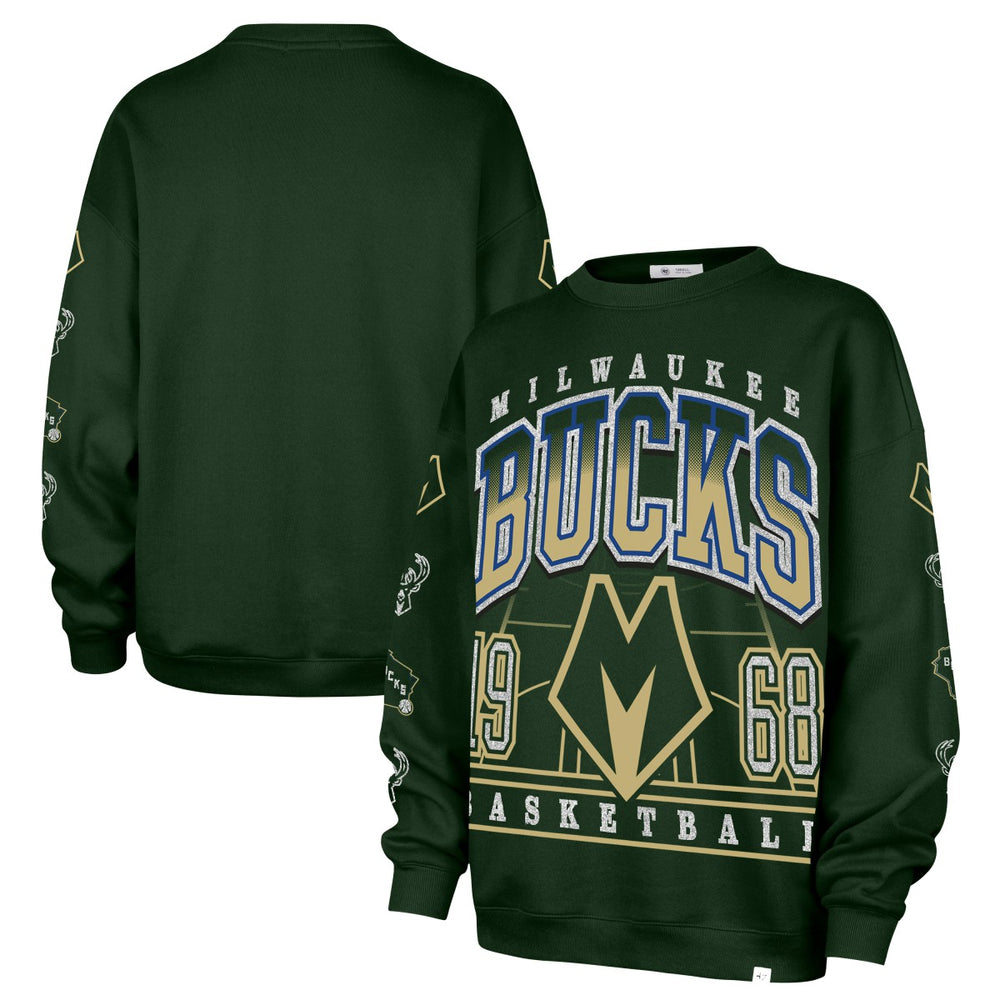 Milwaukee Bucks '47 Women's 2025/26 City Edition Go Big Oversized Sweatshirt Hunter Green - NBA