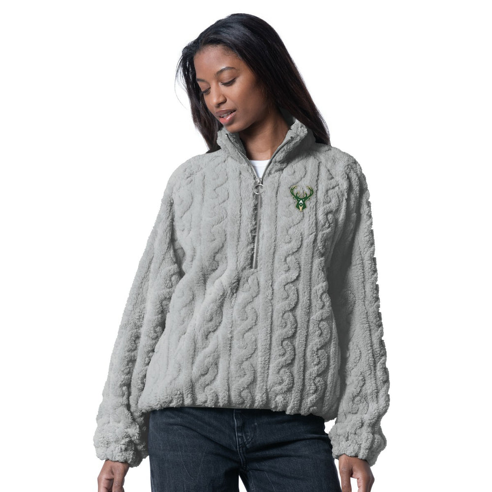 Milwaukee Bucks G-III 4Her by Carl Banks Women's Champ Half-Zip Pullover Gray - NBA