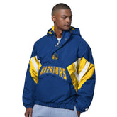 Golden State Warriors Starter The Line Up Oxford Crinkle Half-Zip Hooded Jacket Royal - NBA