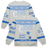 Dallas Cowboys All Over Print Retro Fleece Sweatshirt Heather Gray | Mitchell & Ness