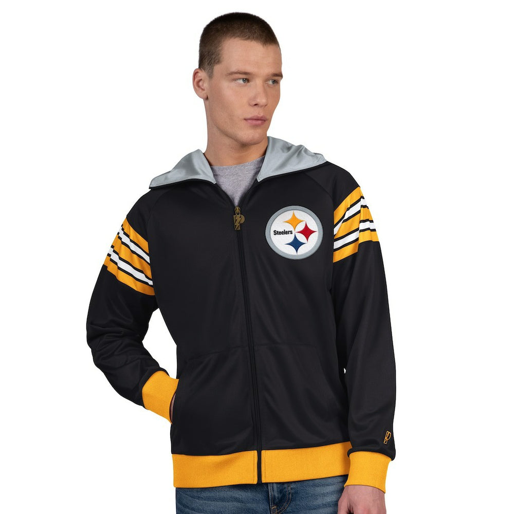 Pittsburgh Steelers Pro Player Helmet Full-Zip Hooded Track Jacket Black/Gold | NFL