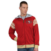 San Francisco 49ers Pro Player Helmet Full-Zip Hooded Track Jacket Scarlet/Gold | NFL