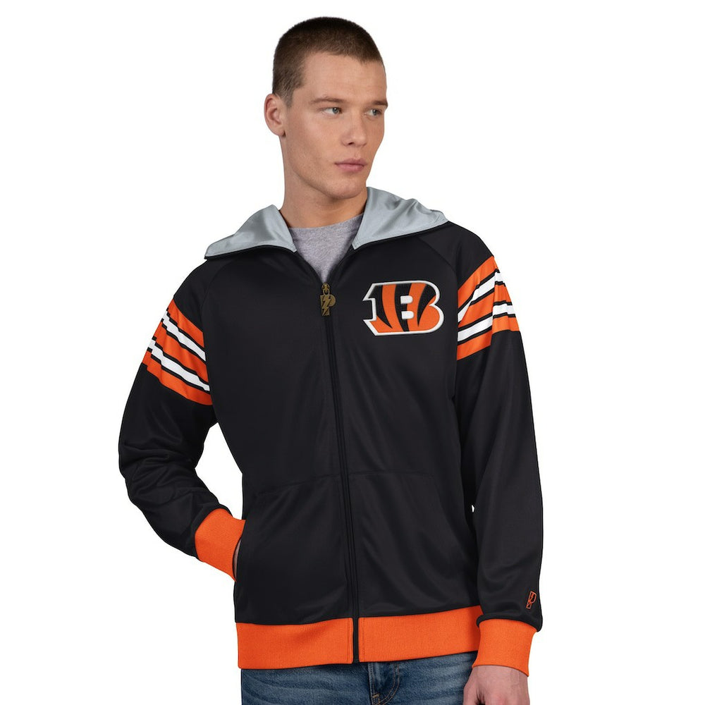 Cincinnati Bengals Pro Player Helmet Full-Zip Hooded Track Jacket Black/Orange | NFL