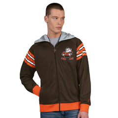 Cleveland Browns Pro Player Retro Helmet Full-Zip Hooded Track Jacket Brown/Orange | NFL
