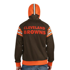 Cleveland Browns Pro Player Retro Helmet Full-Zip Hooded Track Jacket Brown/Orange | NFL