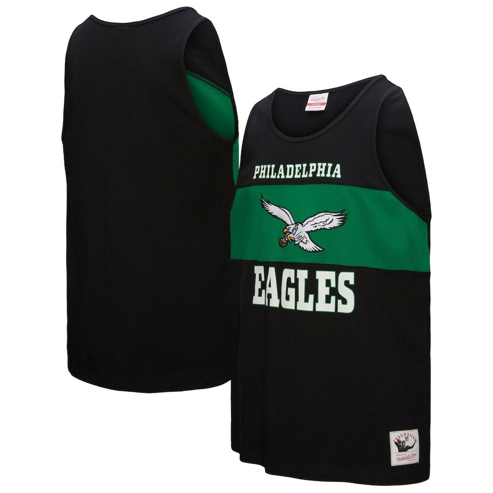 Philadelphia Eagles Retro Colorblock Tank Top Black | Mitchell & Ness
