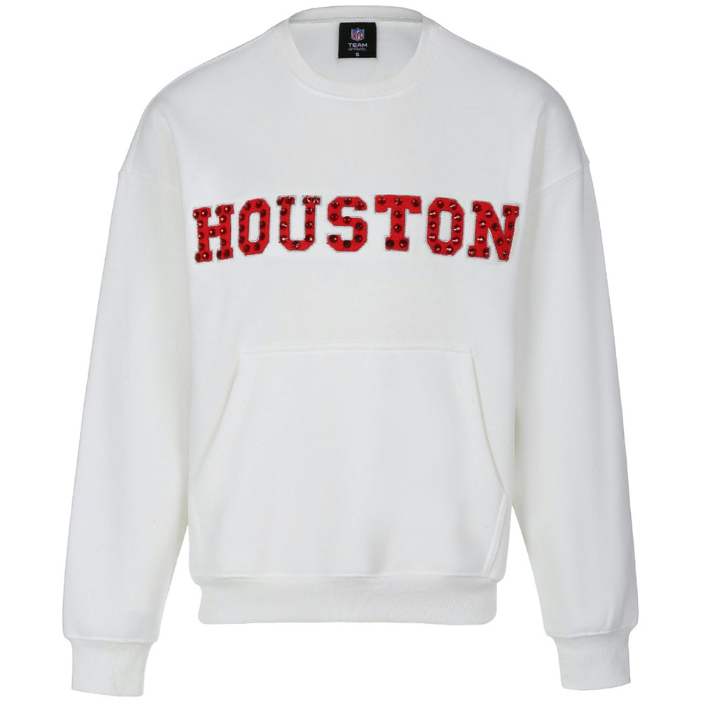 Houston Texans Cuce Women's Chenille Jeweled Sweatshirt White | NFL