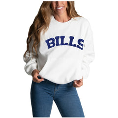 Buffalo Bills Cuce Women's Chenille Jeweled Sweatshirt White | NFL