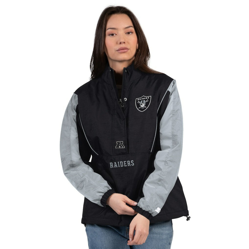 Las Vegas Raiders Starter Women's Thursday Night Gridiron Half-Zip Jacket Black/Silver | NFL