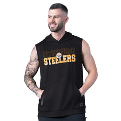 Pittsburgh Steelers MSX by Michael Strahan Tri-Blend Rebound Sleeveless Hoodie Black | NFL