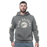 Miami Dolphins Starter Handoff Vintage Logo Fleece Hoodie Sweatshirt Charcoal | NFL