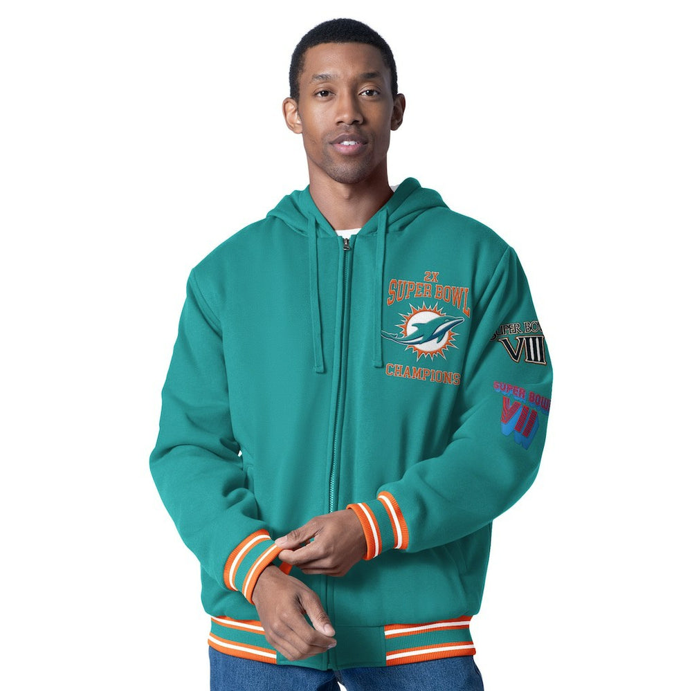 Miami Dolphins G-III Sports by Carl Banks Power Forward Commemorative Full-Zip Hooded Jacket Aqua | NFL