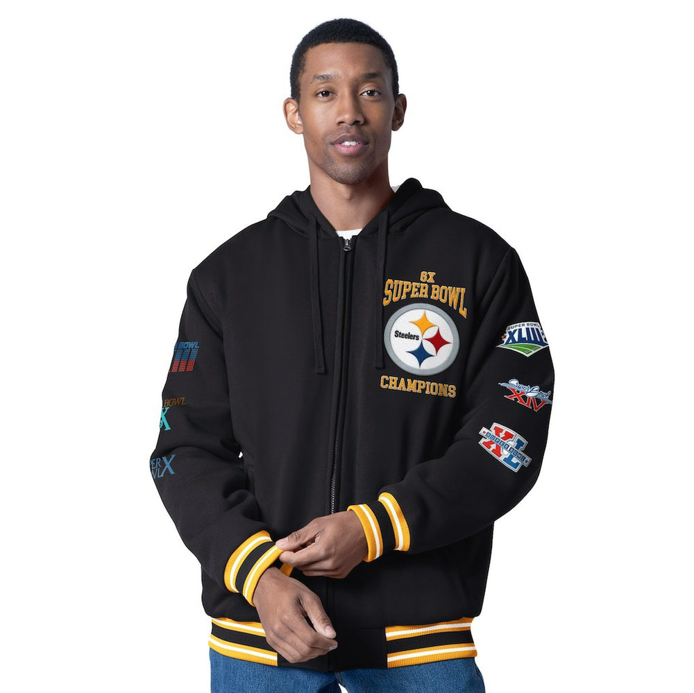 Pittsburgh Steelers G-III Sports by Carl Banks Power Forward Commemorative Full-Zip Hooded Jacket Black | NFL