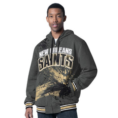 New Orleans Saints G-III Sports by Carl Banks Dual Threat Reversable Full-Zip Hooded Jacket Black/Charcoal | NFL