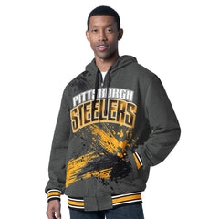 Pittsburgh Steelers G-III Sports by Carl Banks Dual Threat Reversable Full-Zip Hooded Jacket Black/Charcoal | NFL