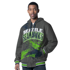 Seattle Seahawks G-III Sports by Carl Banks Dual Threat Reversable Full-Zip Hooded Jacket College Navy/Charcoal | NFL
