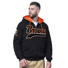 Cleveland Browns Starter Big Shot Throwback Full-Zip Double Hooded Jacket Black | NFL