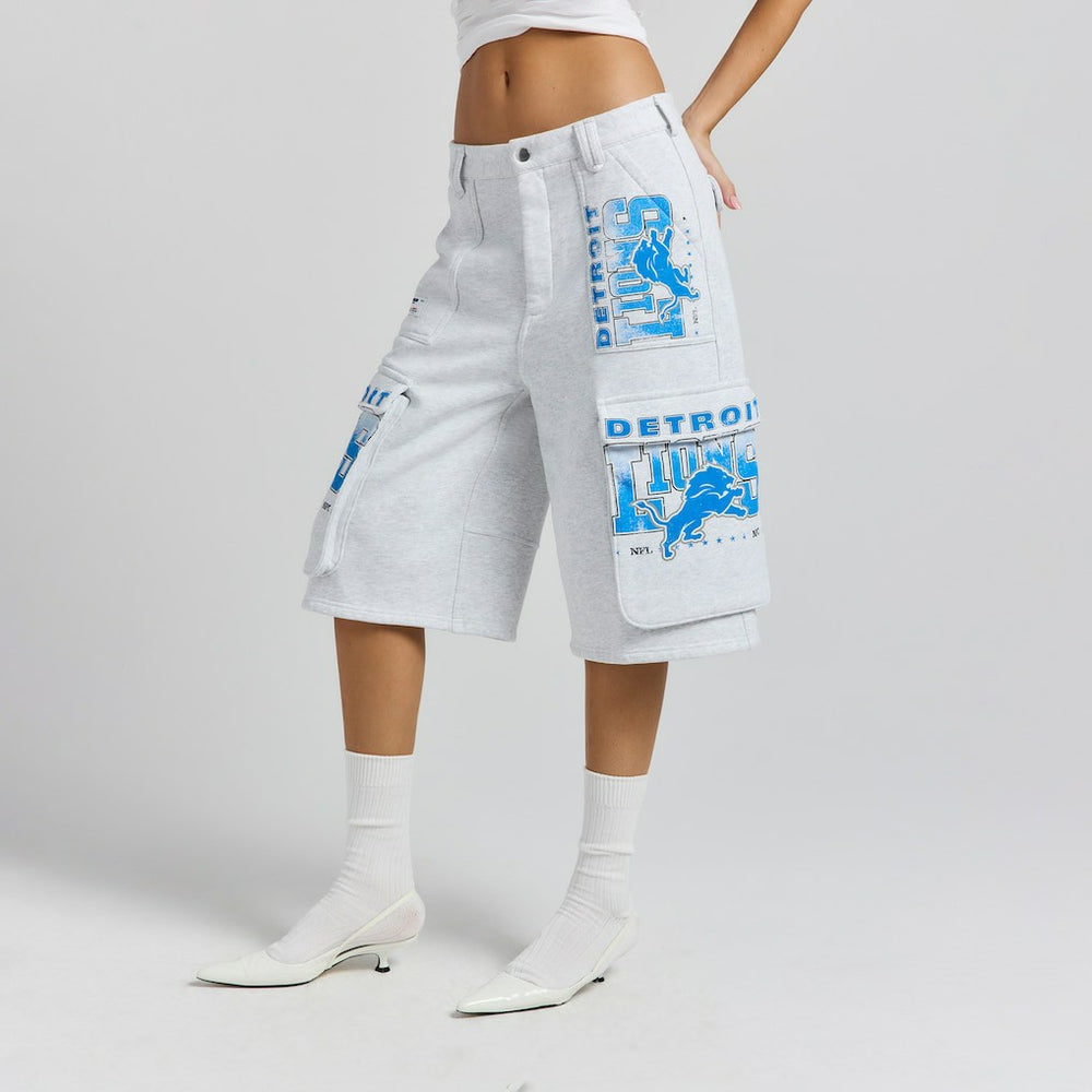 Detroit Lions Off Season x NFL Women's Fleece Cargo Shorts Heather Gray | NFL