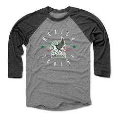 Mexico National Team 500 Level Unisex Futbol Raglan 3/4-Sleeve Baseball T-Shirt Black/Heather Gray - FIFA World CUP
