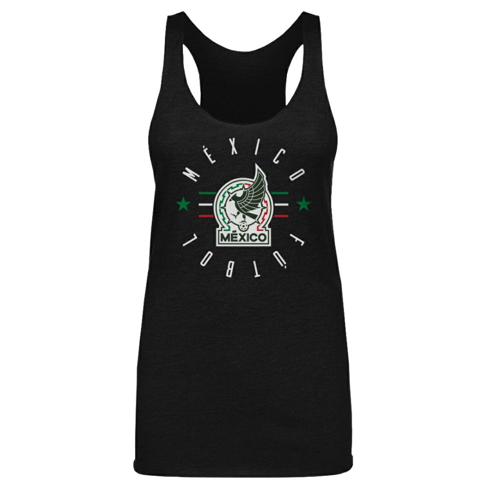 Mexico National Team 500 Level Women's Futbol Tri-Blend Racerback Tank Top Black - FIFA World CUP