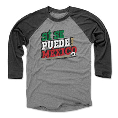 Mexico National Team 500 Level Si Se Puede Raglan 3/4-Sleeve Baseball T-Shirt Black/Heather Gray - FIFA World CUP