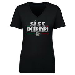 Mexico National Team 500 Level Women's Si Se Puede V-Neck T-Shirt Black - FIFA World CUP