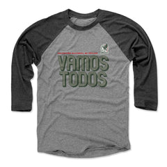 Mexico National Team 500 Level Vamos Todos Inline Bold 3/4-Sleeve Tri-Blend Baseball T-Shirt Heather Gray/Black - FIFA World CUP