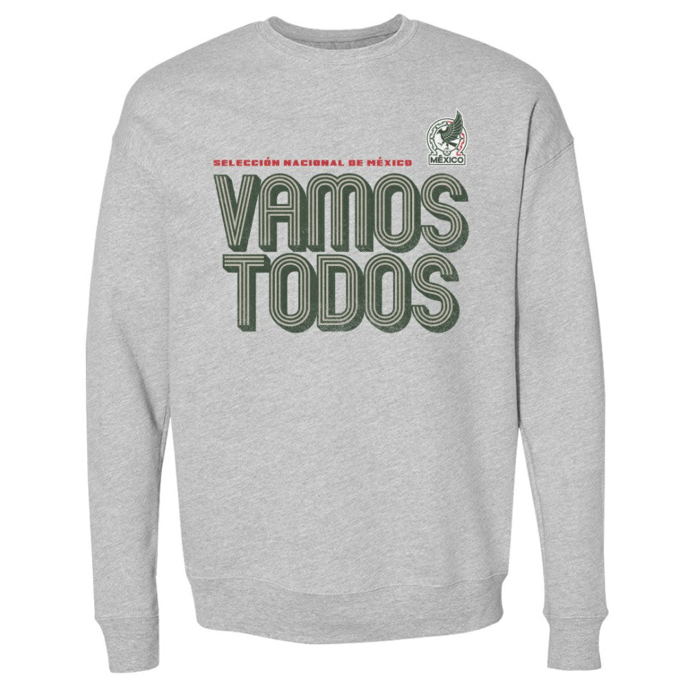 Mexico National Team 500 Level Vamos Todos Inline Bold Crewneck Sweatshirt Heather Gray - FIFA World CUP