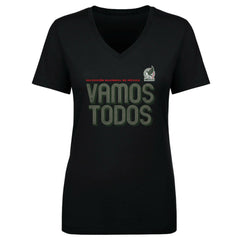 Mexico National Team 500 Level Women's Vamos Todos Inline Bold V-Neck T-Shirt Black - FIFA World CUP