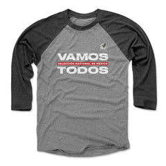 Mexico National Team 500 Level Vamos Todos 3/4-Sleeve Tri-Blend Baseball T-Shirt Black/Heather Gray - FIFA World CUP