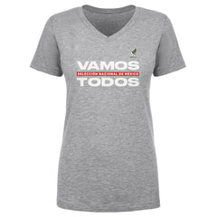 Mexico National Team 500 Level Women's Vamos Todos V-Neck T-Shirt Heather Gray - FIFA World CUP