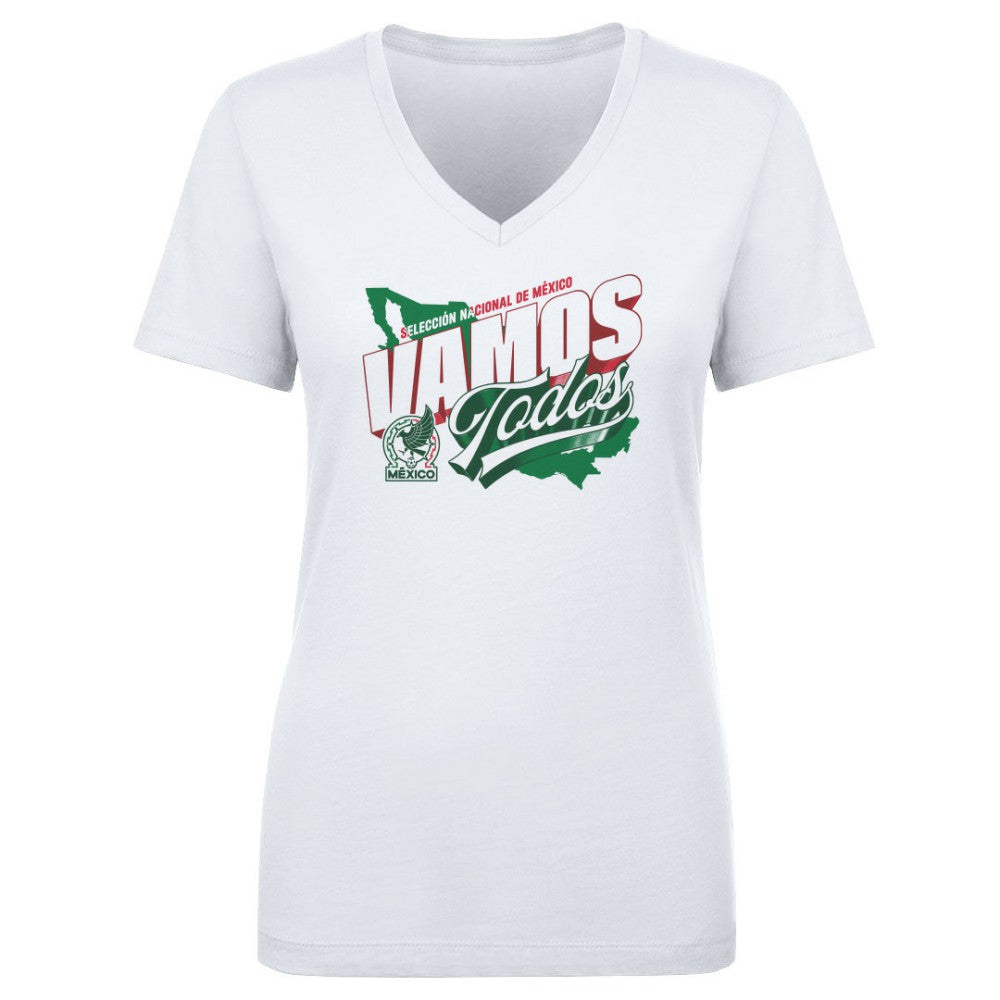 Mexico National Team 500 Level Women's Vamos Todos Country V-Neck T-Shirt White - FIFA World CUP