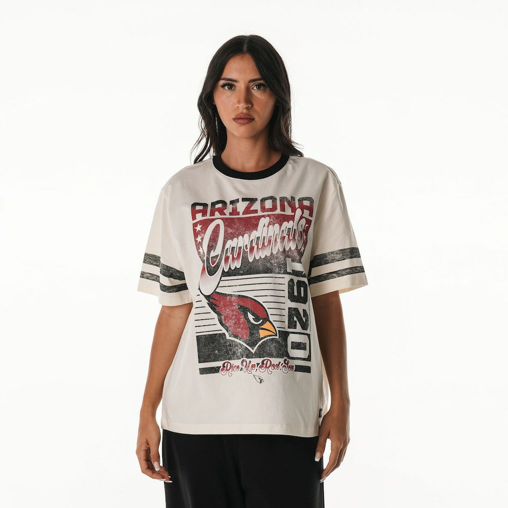 Arizona Cardinals The Wild Collective Women's Vintage Drop Shoulder Oversized Boyfriend T-Shirt Cream | NFL