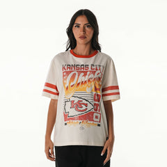 Kansas City Chiefs The Wild Collective Women's Vintage Drop Shoulder Oversized Boyfriend T-Shirt Cream | NFL