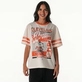 Cleveland Browns The Wild Collective Women's Vintage Drop Shoulder Oversized Boyfriend T-Shirt Cream | NFL