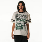 New York Jets The Wild Collective Women's Vintage Drop Shoulder Oversized Boyfriend T-Shirt Cream | NFL