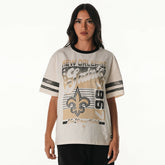 New Orleans Saints The Wild Collective Women's Vintage Drop Shoulder Oversized Boyfriend T-Shirt Cream | NFL
