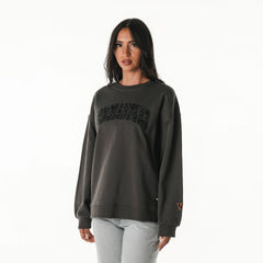 Washington Commanders The Wild Collective Women's Rock Crystal Oversized Crewneck Sweatshirt Charcoal | NFL