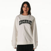 Cincinnati Bengals The Wild Collective Women's Rock Crystal Oversized Crewneck Sweatshirt White | NFL
