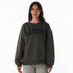 Baltimore Ravens The Wild Collective Women's Rock Crystal Oversized Crewneck Sweatshirt Charcoal | NFL