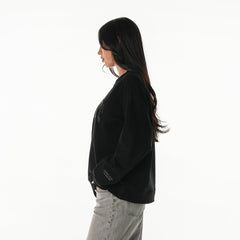Detroit Lions The Wild Collective Women's Rock Crystal Oversized Crewneck Sweatshirt Black | NFL