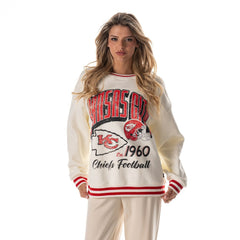 Kansas City Chiefs The Wild Collective Women's Oversized Vintage French Terry Sweatshirt Cream | NFL