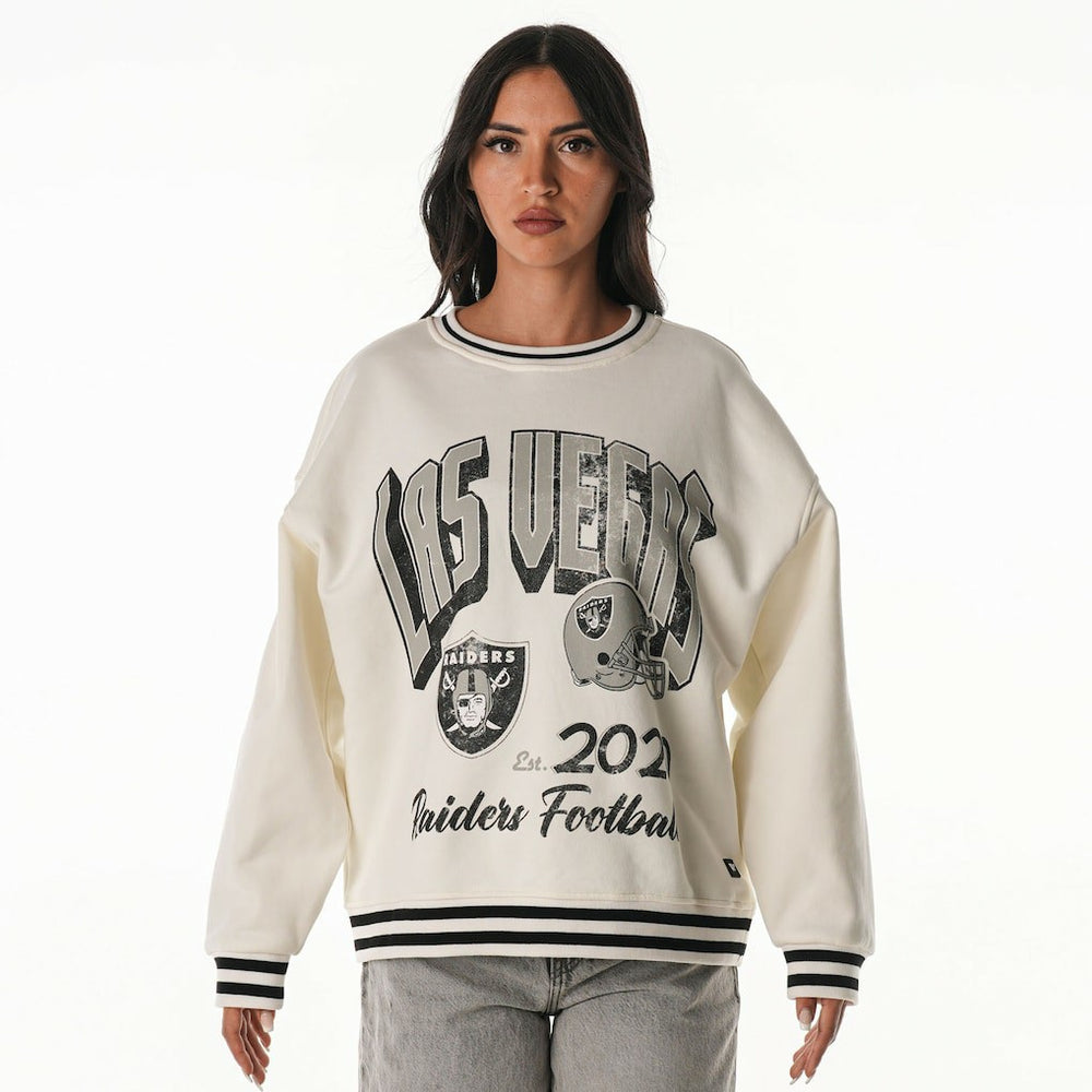 Las Vegas Raiders The Wild Collective Women's Oversized Vintage French Terry Sweatshirt Cream | NFL