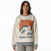 Miami Dolphins The Wild Collective Women's Oversized Vintage French Terry Sweatshirt Cream | NFL
