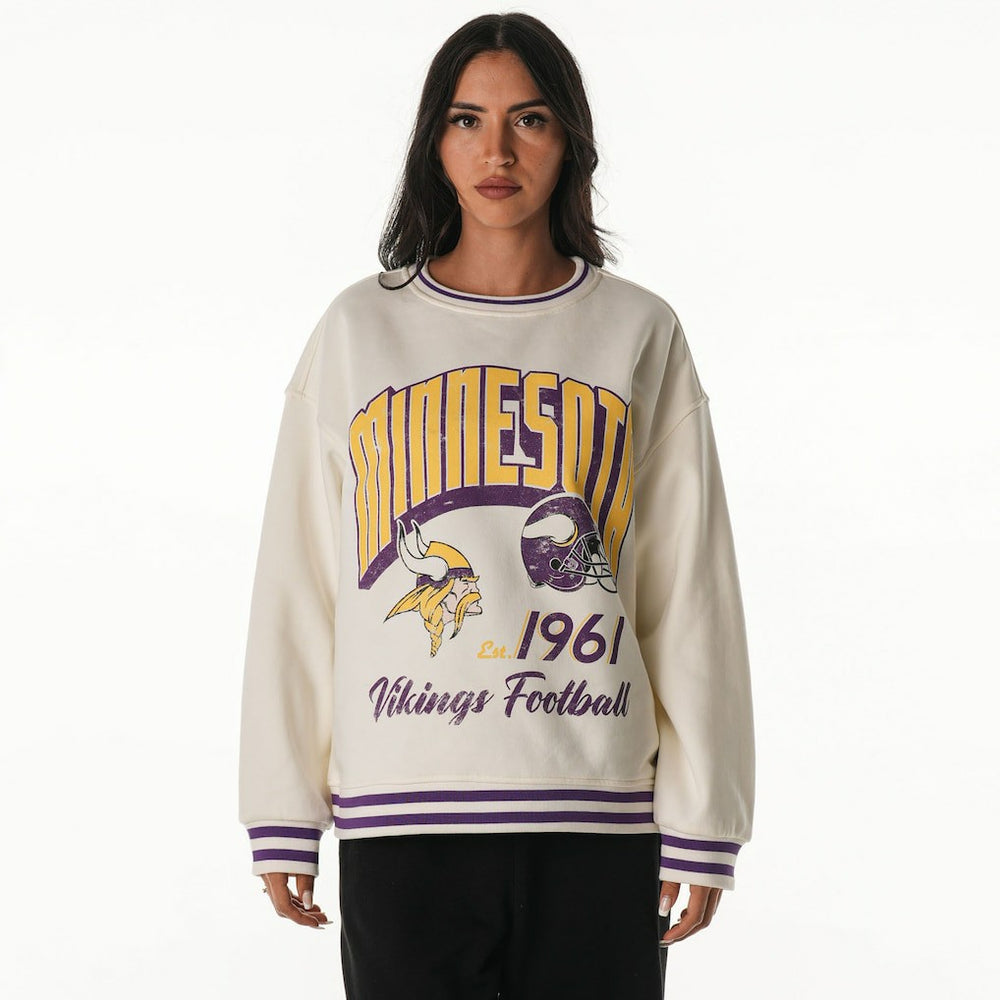 Minnesota Vikings The Wild Collective Women's Oversized Vintage French Terry Sweatshirt Cream | NFL