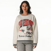New England Patriots The Wild Collective Women's Oversized Vintage French Terry Sweatshirt Cream | NFL