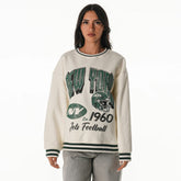 New York Jets The Wild Collective Women's Oversized Vintage French Terry Sweatshirt Cream | NFL