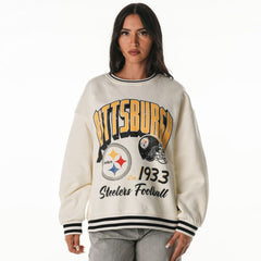 Pittsburgh Steelers The Wild Collective Women's Oversized Vintage French Terry Sweatshirt Cream | NFL